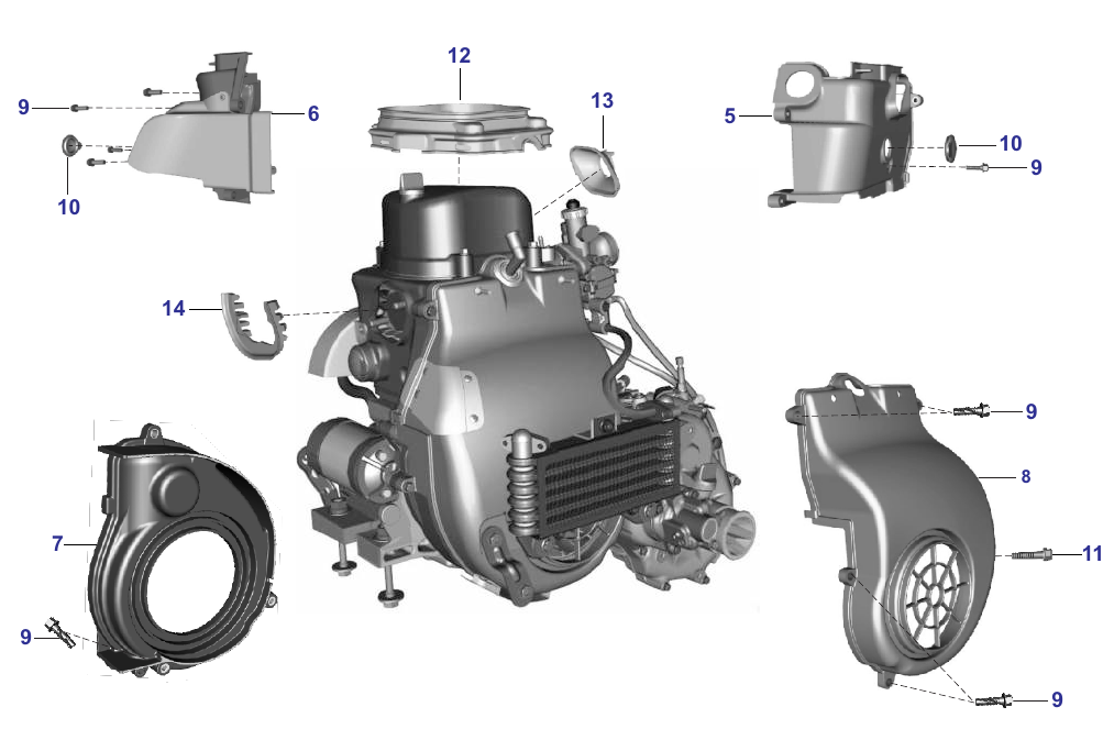 Bajaj exploded parts drawing, plate 1, Engine, Bajaj Maxima Z / WB