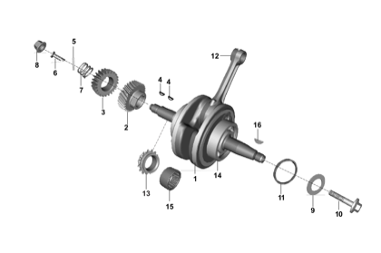 Bajaj exploded drawing, plate 10, Crank shaft