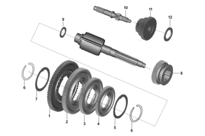 Bajaj exploded drawing, plate 12, Gear transmission