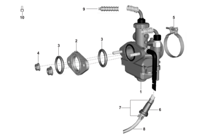 Bajaj exploded drawing, plate 23, Carburetor