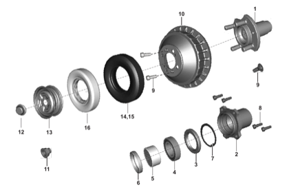 Bajaj exploded drawing, plate 34, Rear hub and axle