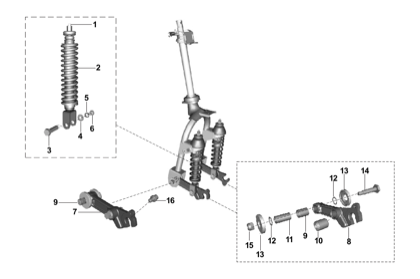 Bajaj exploded drawing, plate 36, Front shock absorber