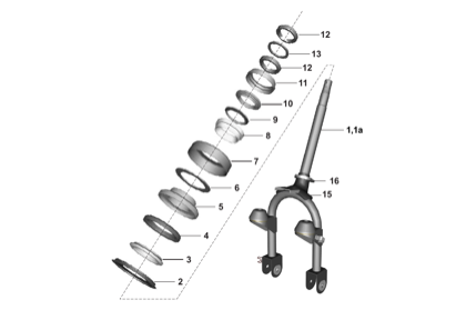 Bajaj exploded drawing, plate 37, Steering column