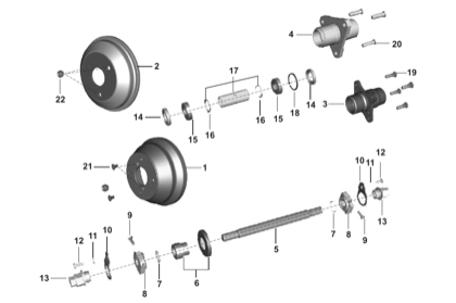 Bajaj exploded drawing, plate 38, Front brake drum