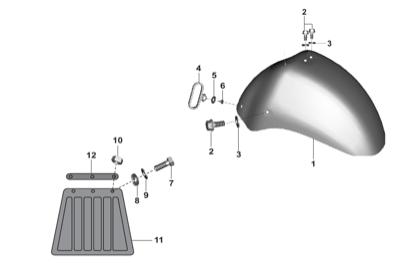 Bajaj exploded drawing, plate 41, Front mudguard