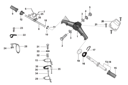 Bajaj exploded drawing, plate 49, Handle bar