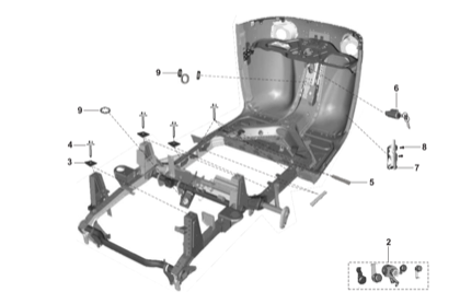 Bajaj exploded drawing, plate 51, Frame chassis