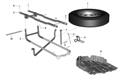 Bajaj exploded drawing, plate 53, Spare wheel
